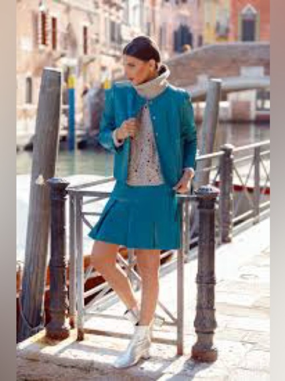TURQUOISE VINYL: STEFANEL SKIRT NWT - Picture 6 of 12